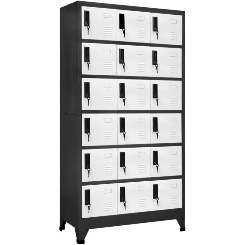 Image of VIDAXL Locker Cabinet Anthracite and White 90x40x180cm Steel Vidaxl 8720286701386
