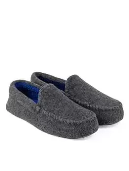 Image of Totes Isotoner Isotoner Felt Moccasin with Contrast Lining & Sock Slipper - Grey, Size 11, Men