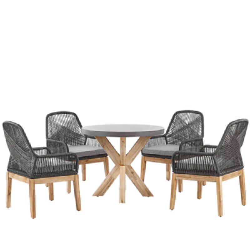 Image of BELIANI Garden Dining Set 4 Seater OLBIA with Cushions Concrete Black 270465