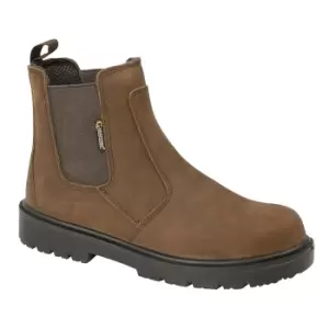 Image of Grafters Mens Brown Waxy Leather Safety Dealer Boots (11 UK) (Brown)