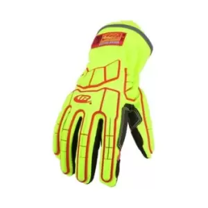 image of R176 size 13,0 Mechanical Protection Gloves - Hi-Vis Yellow/Red - Ansell