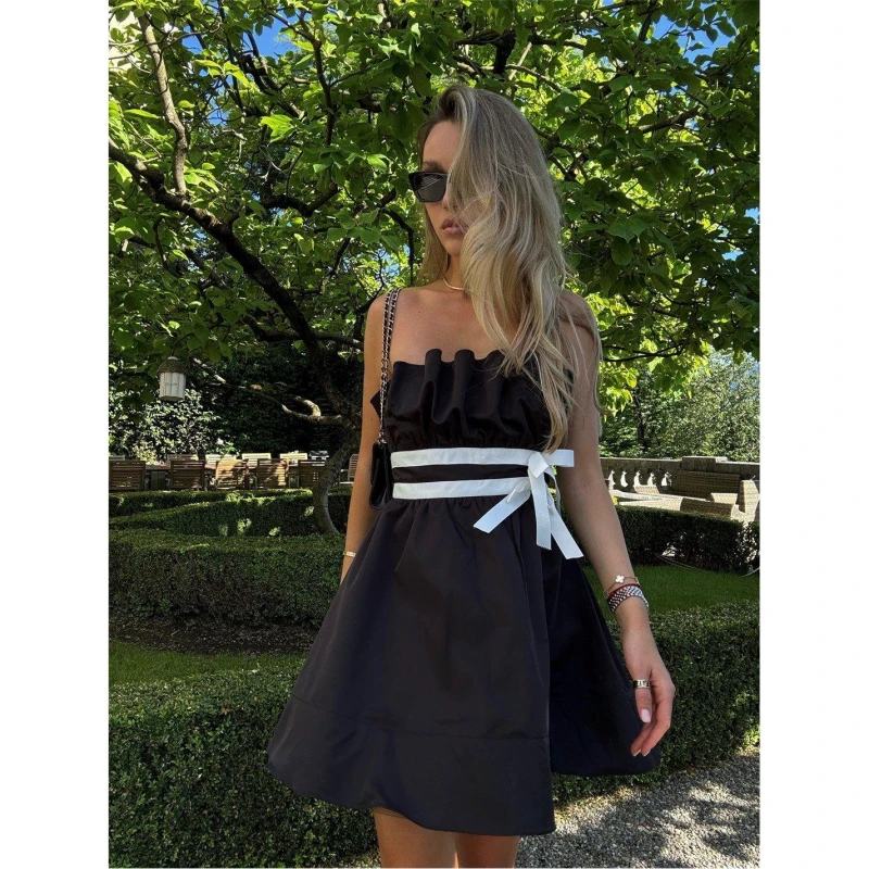 Image of Collective The Label Black Sleeveless Bow Mini-Dress Black female 8 (XS)