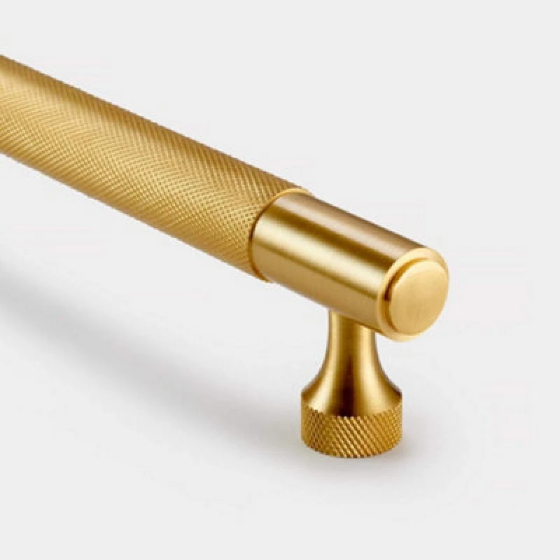 Image of PUSHKA HOME Solid Brass Knurled Bar Handle with Hole Centre 320mm - Gold Gold Unisex
