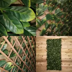 image of 100cm x 200cm Artificial Fence Garden Trellis Privacy Screening Indoor Outdoor Wall Panel - Laurel Leaf