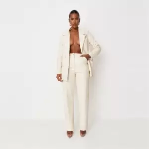 Missguided Faux Leather Wide Leg Trouser - Cream