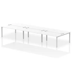 Image of Impulse Bench B2B 6 Person 1600 Silver Frame Office Bench Desk White
