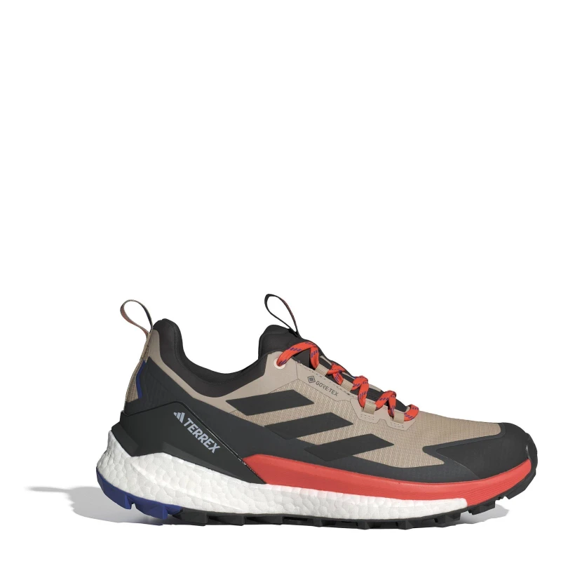 Image of adidas Mens Terrex Free Hiker Low GTX Non Waterproof Hiking Shoes Beige/Blk/Ornge male 6 (39.3)