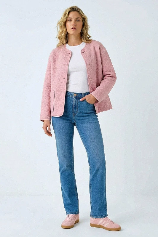 Image of Roman Womens Patterned Pocket Edge Jacket in Pink Size: 18 Pink Female 18