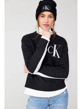 Image of Calvin Klein Jeans Logo Archive Sweater - Grey, Size XL, Women