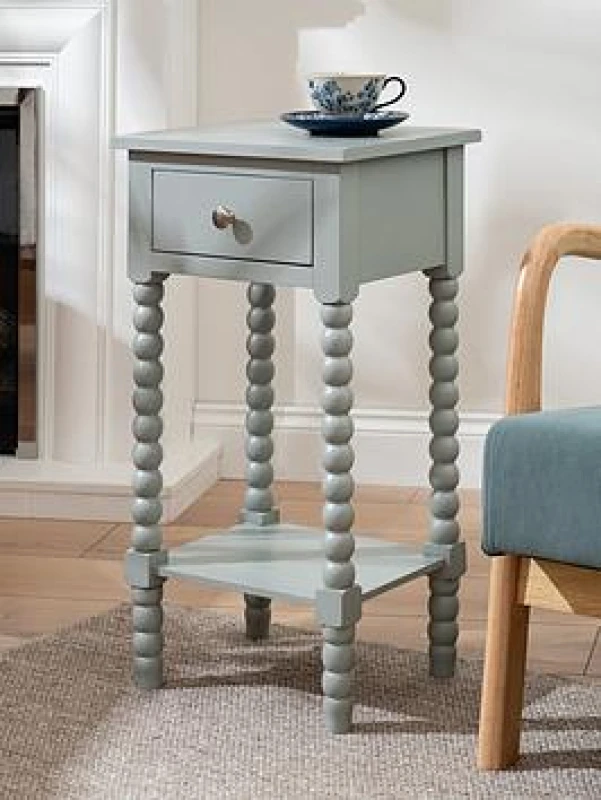 Image of SO'HOME Mira Bobbin Side Table with Drawer Blue Grey ONE SIZE