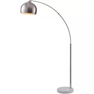 Image of Arquer Arc Floor Lamp With Marble Base, Nickle Finished Shade - Nickle Shade / White Marble Base - 110 x 173 x 173 cm