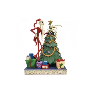 Image of Decking the Halls - Santa Jack with Zero by Tree Figurine
