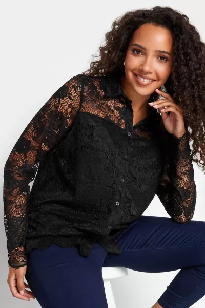 Image of M&Co Floral Lace Insert Shirt