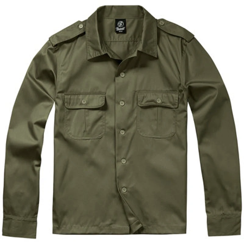 Image of Brandit Us Shirt Long Sleeve Olive Size Small