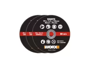 image of Worx WA6076.3 76mm Metal Cutting Blades for WX801 Mini Cutter 3pk