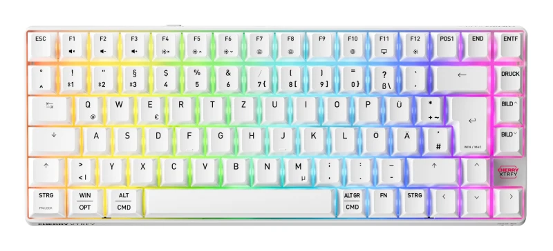 Image of Xtrfy CHERRY XTRFY K33 Compact Wireless keyboard Gaming USB + RF Wireless + Bluetooth QWERTZ German White G8D-24030PAADE-0