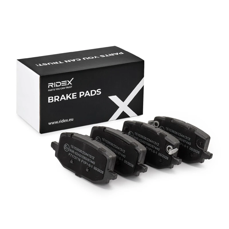 Image of RIDEX 402B2251 Brake pad set with acoustic wear warning, without accessories, with anti-squeak plate Brake Pad Set,disc brake (402)