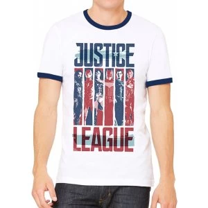 image of Justice League Movie - Strips Mens Large T-Shirt - White