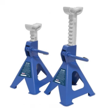 Image of Axle Stands (Pair) 2-Tonne Capacity Per Stand Ratchet Type - Blue