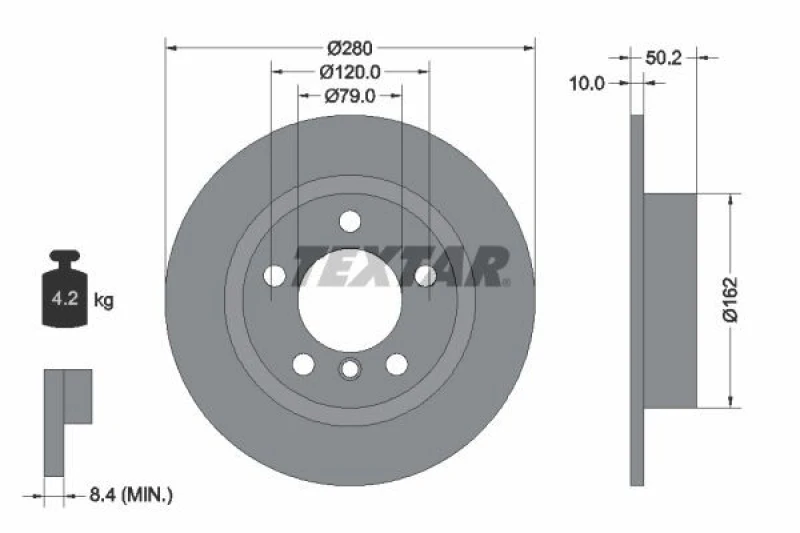 Image of Brake disc TEXTAR 92238703