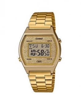 Image of Casio Retro Gold Glitter Digital Dial Gold Stainless Steel Bracelet Watch