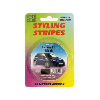 Image of Single Stripe - Black - 12mm - 10m Length - CPS12BK - Castle Promotions