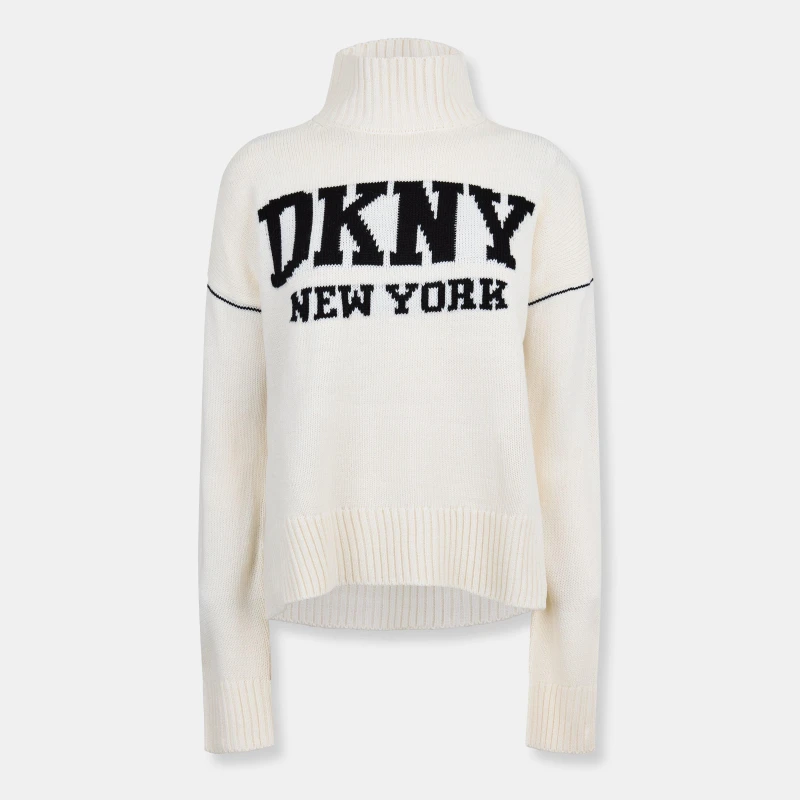 Image of DKNY Womens Knitted Turtle Neck Jumper Eggnog female 16 (XL)