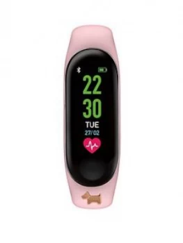 image of Radley Series 1 Activity Tracker With Light Pink Silicone Strap And Rose Gold Dog Charm Ladies Watch