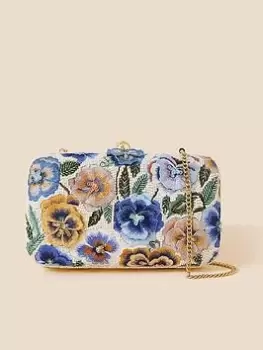 image of Accessorize Hand-embellished Beaded Floral Hardcase Clutch, Multi, Women