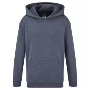 Image of Fruit Of The Loom Childrens Unisex Hooded Sweatshirt / Hoodie (12-13) (Heather Navy)