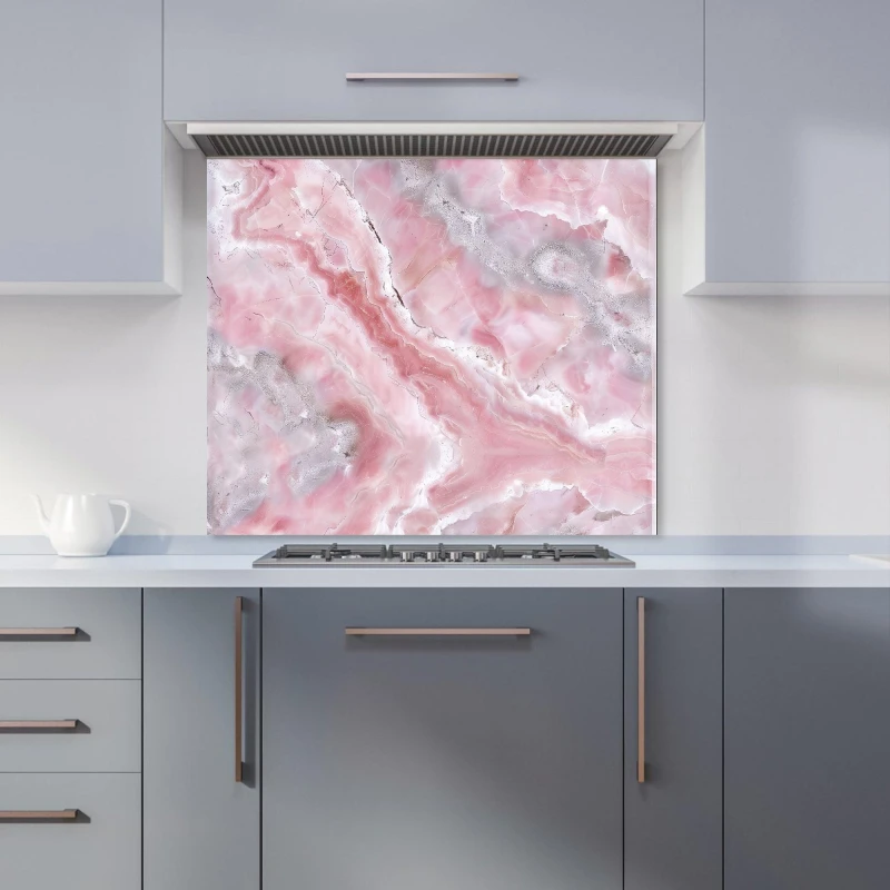 Image of Warren Reed - Designer Pale & Grey Marble Effect Kitchen Splashback in Purple Size: 700mm x 750mm Purple Unisex 700mm x 750mm