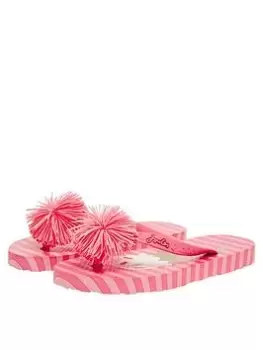 Image of Joules Girls Ice Cream Pom-Pom Flip Flops - Pink, Size 8 Younger