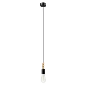 image of Lamkur Lighting - Simon Slim Pendant Ceiling Lights Black, 1x E27