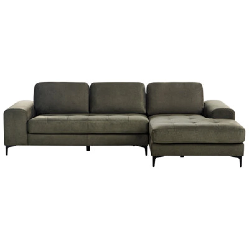 Image of Beliani Corner Sofa 4 Seater Kiruna Fabric Dark Green Left Hand