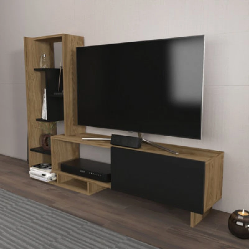 Image of Decorotika Pegai Black and Brown TV Stand TV Unit for TVs up to 50" Brown
