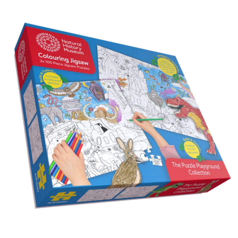 Image of Natural History Museum Natural History Museum Colouring Jigsaw 2 x 100 Piece Puzzle Set