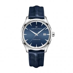 Image of Hamilton Jazzmaster Quartz Blue Leather Strap Watch