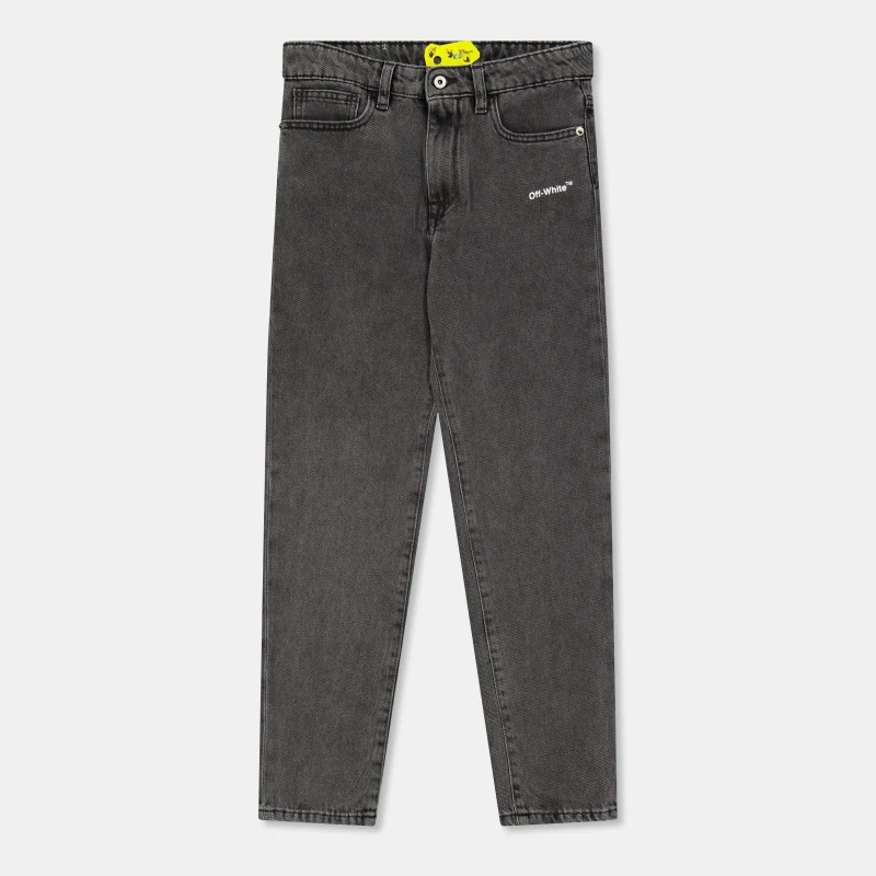 Image of Off White Kids Straight Fit Denim Jeans Dark Grey/White male 10Y