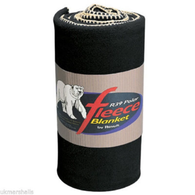 Image of Result Result Plain Warm Outdoor Fleece Blanket (330gsm) Pack of 2 in Black One Size Unisex 5059269075101