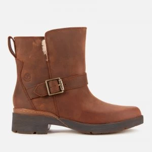 Image of Timberland Womens Graceyn Waterproof Leather Biker Boots - Rust - UK 6