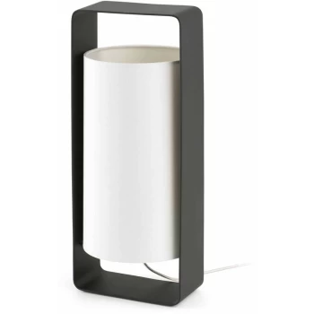 image of Faro Lula - 1 Light Large Table Lamp White, Black with White Shade, E27