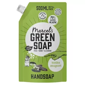 image of Marcel's Green Soap Handsoap Tonka & Muguet Refill Stand up Bag 500ML