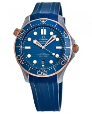 Image of Omega Seamaster Diver 300m Co-Axial Master Chronometer 42mm Blue Dial Rose Gold Mens Watch 210.22.42.20.03.002 210.22.42.20.03.002