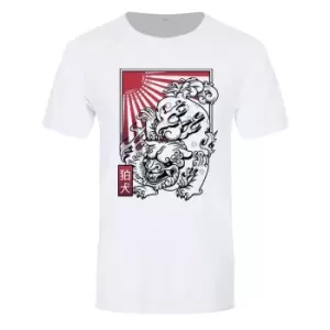 image of Unorthodox Collective Mens Komainu T-Shirt (L) (White/Red/Black)