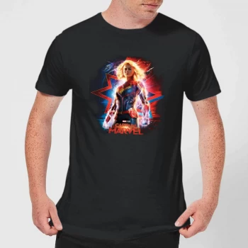 Image of Captain Marvel Poster Mens T-Shirt - Black - 3XL - Black