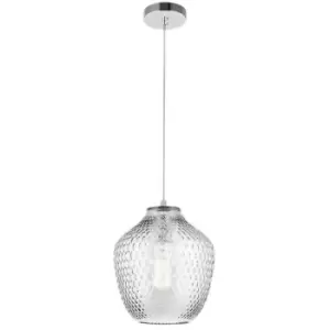 image of Netlighting Merano Fulton Dome Pendant Ceiling Light Clear Glass Chrome Aluminiu