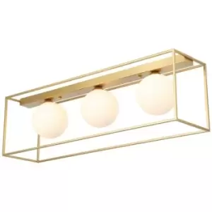 image of Italux Mediamo - Modern Flush Ceiling Light Golden 3 Light with White Shade, G9