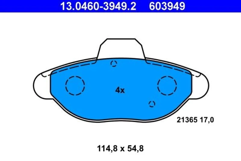 Image of ATE 13.0460-3949.2 Brake pad set excl. wear warning contact Brake Pad Set,disc brake (402)