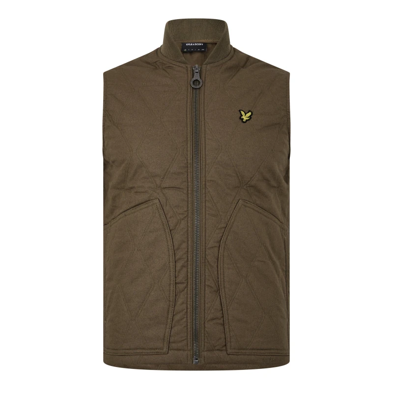Image of Lyle and Scott Mens Lightweight Quilted Gilet Linden Khaki male M
