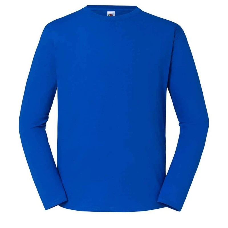 Image of Fruit Of The Loom Fruit of the Loom Men Iconic Long-Sleeved T-Shirt in Blue Size: X-Small Blue XS Male 5063300475157